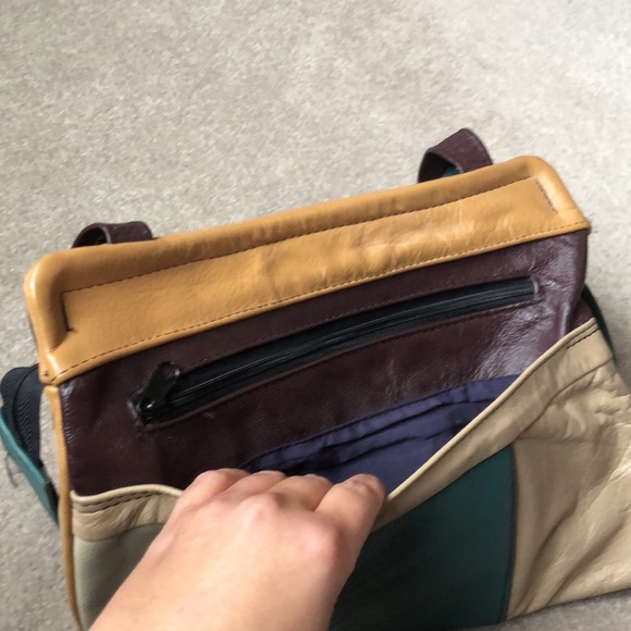 Vintage Leather Colour Block Purse - Picture 6 of 11